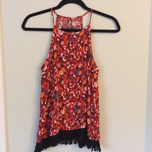 Fringe floral pattern top